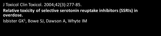 SSRI Symtom hos 469 patienter 14% fick lindrigt/måttligt serotonerg toxicitet Ingen fick