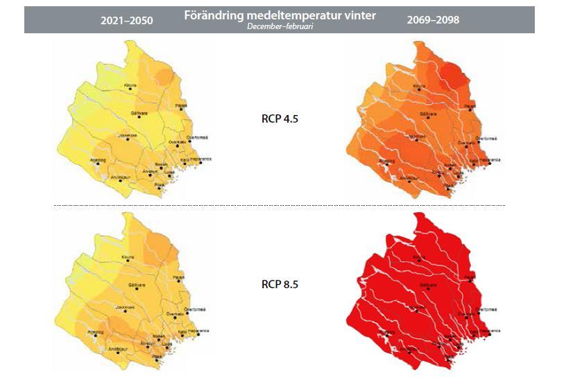 Beräknad framtida förändring av vintertemperatur, jämfört med tidsperioden 1961-1990 Hur mäta