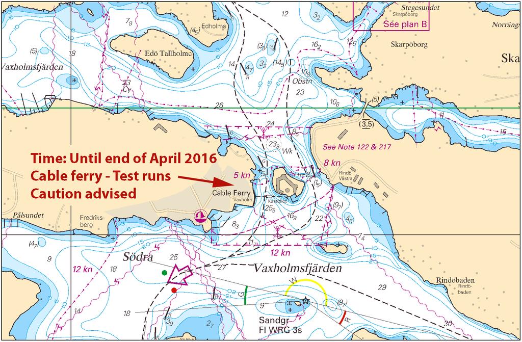 2016-03-31 10 Nr 592 Linfärjeled Vaxholm - Kastellet Trafikverket Färjerederiet. Publ. 24 mars 2016 Öresund * 11077 (T) Sjökort: 74, 8141, 92, 921, 9211 Sverige. Öresund. Lommabukten.