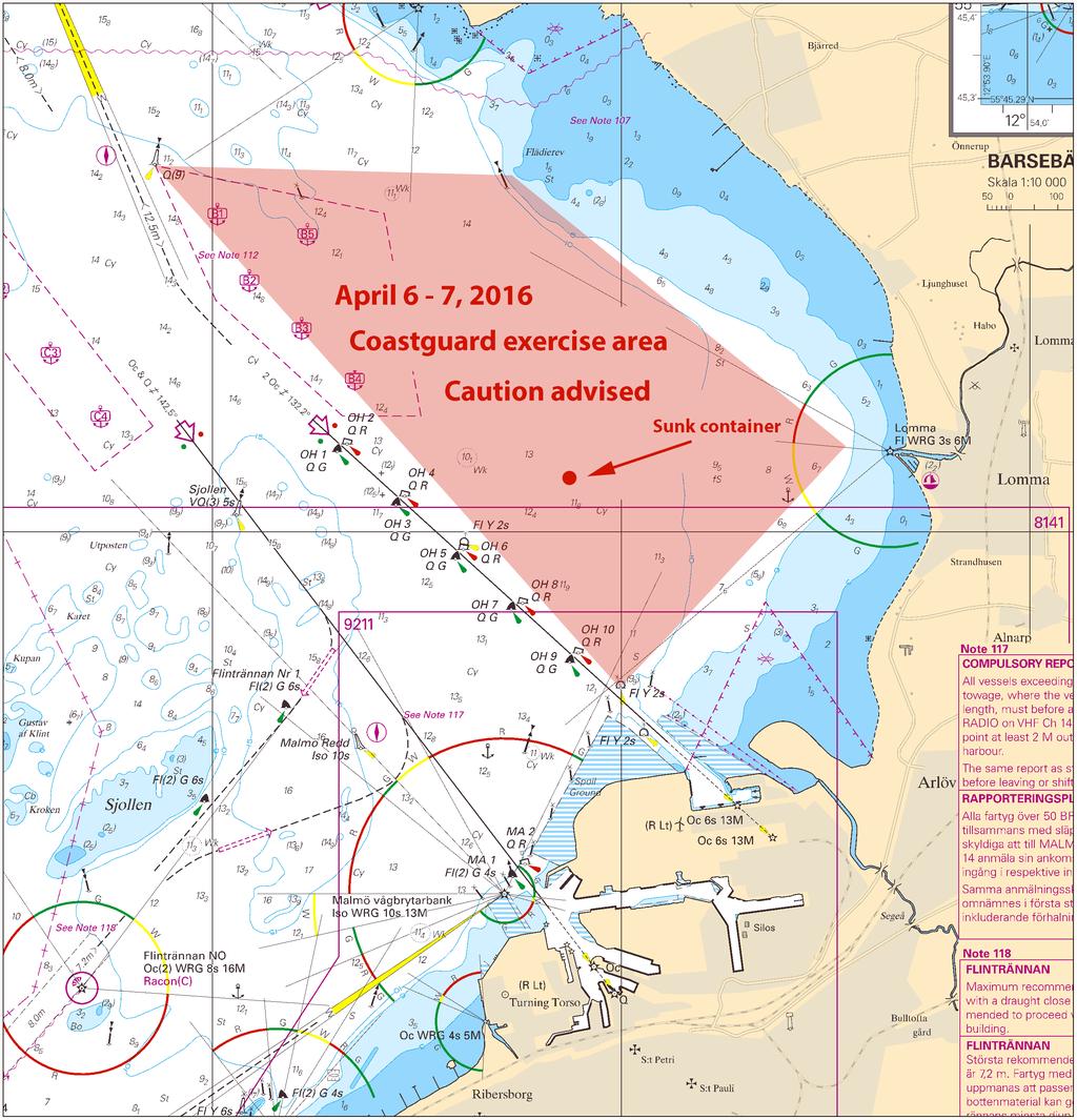 2016-03-31 11 Nr 592 Kattegatt Kaj 750 är åter öppen för trafik. Övningsområde Lommabukten Kustbevakningen, Region Sydväst. Publ. 31 mars 2016 * 11074 Sjökort: 9312, 9313 Sverige. Kattegatt. Göteborg.