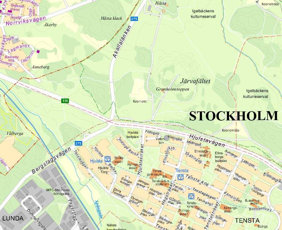 4 (19) S-Dp 2009-20807-54 Befintliga förhållanden Järvafältet ingår som en del i den regionala Järvakilen och utgör regionens längsta grönkil. Delar av fältet ingår i Igelbäckens kulturreservat.