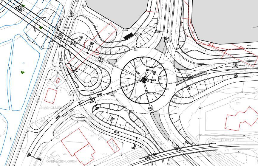 Uppdragsnr: 10208702 40 (49) Föreslagen utformning som CAD-skiss För att skapa planfria GC-passager vid Jordbro-cirkulationen föreslås nedan utformning.