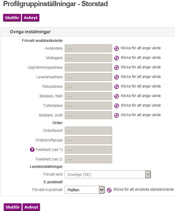 1.7 Inställningar Profilgrupper Ställ in anpassad föravisering via e-post som förvald för en specifik profilgrupp. Gå till UNDERHÅLL > Profilgrupper.