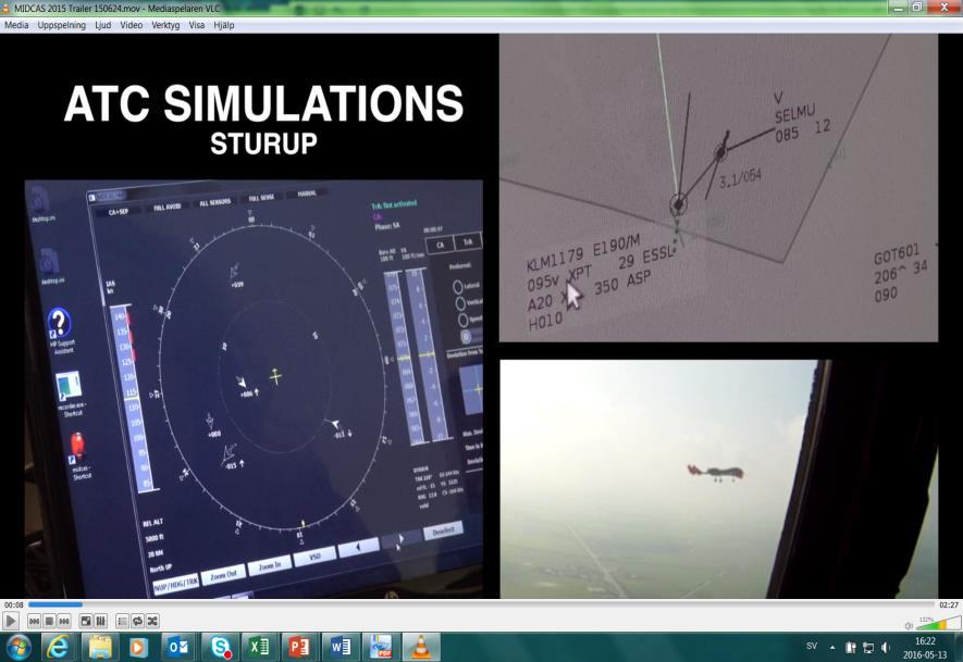 Swe Demo-simulering Narsim-simulator på Malmö ATCC Sturup, innefattar ett flertal typer av RPAS i databasen. UMS Skeldar V200 GCS (markstation) på plats.