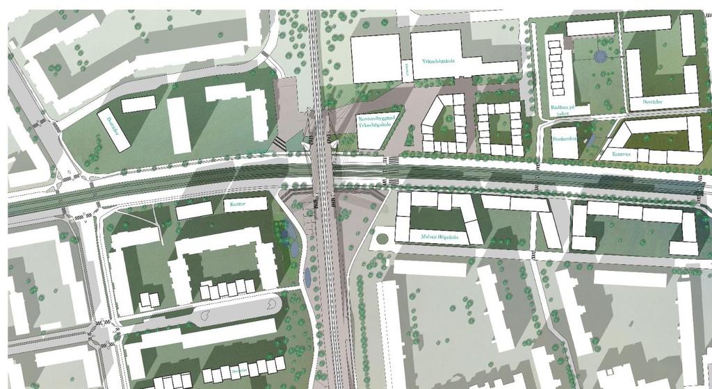 TEAM STUDENTER Amiralsgatan redovisas på ett föredömligt sätt som den stadsgata som föreslås i Malmös översiktsplan: en gata med kantande cykelbanor, trottoarer och byggnader med både verksamheter