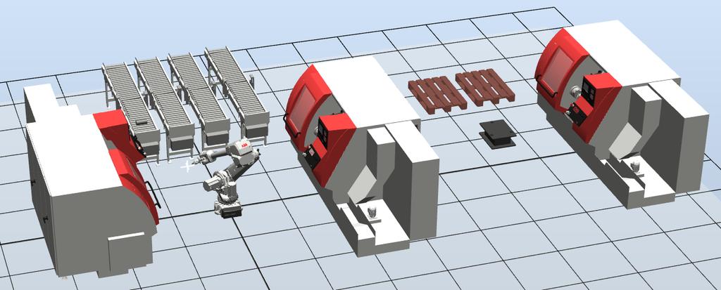 Kap. 4 Förbättringsförslag På grund av att Opiflex inte använder sig utav staket skulle robotcellen kunna utformas enligt bild 4.6.