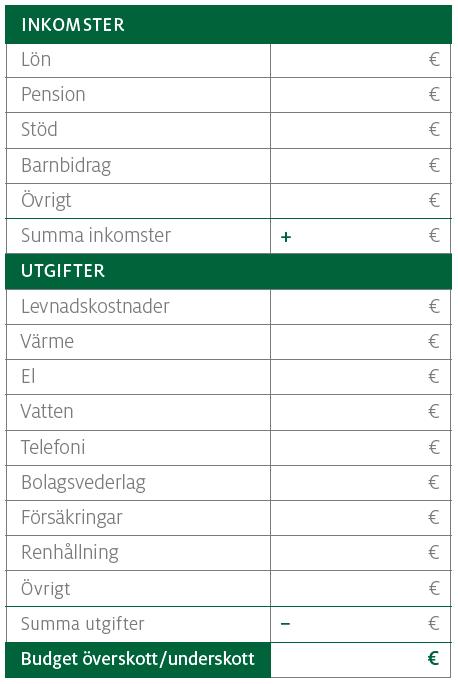 Hur mycket har jag möjlighet att låna? Budgeten ska visa överskott!