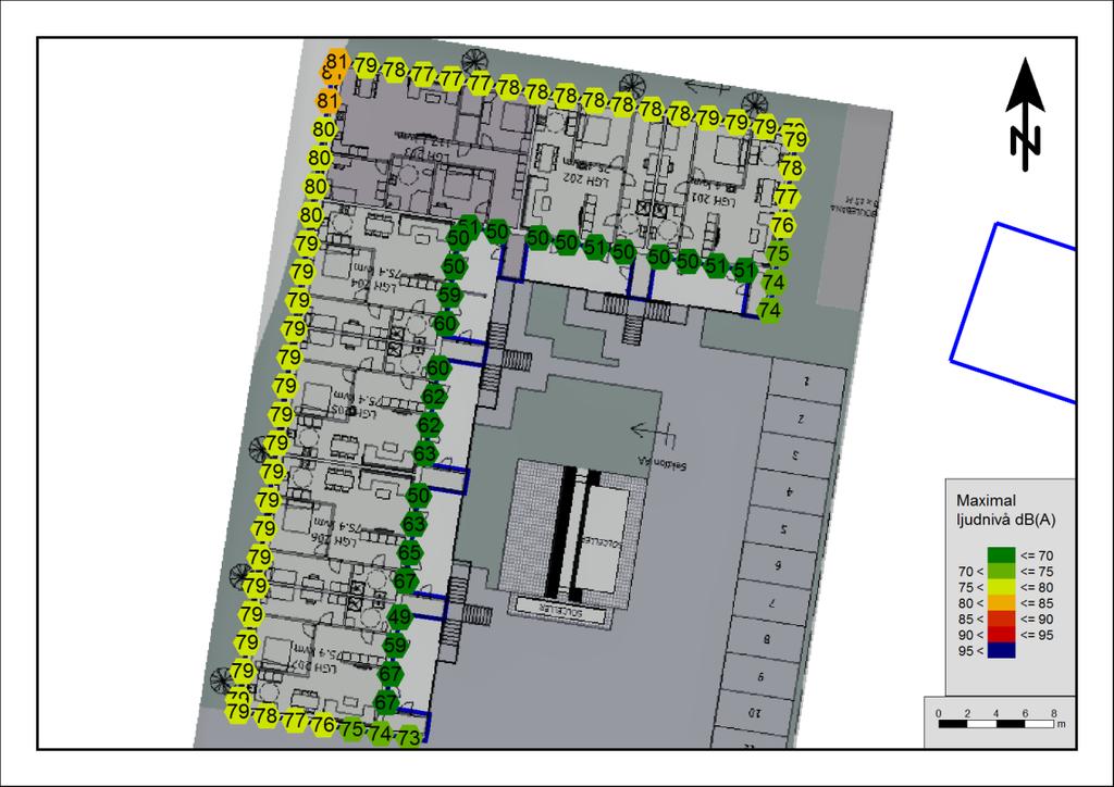 Maximal ljudnivå fasader på övervåning (vägtrafik) Bedömning Allmänt De aktuella fastigheterna är belägna i en relativt bullerpåverkad miljö.