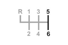 F Flytta växelspaken hela vägen till höger för att kunna lägga i 5:ans eller 6:ans växel.