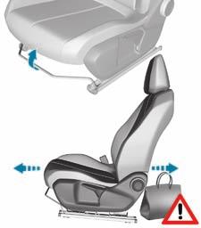 Ergonomi och komfort Framsäten med manuell inställning Av säkerhetsskäl måste inställning av sätena göras med bilen stillastående.