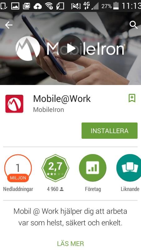 3.4 Installera Mobileiron och ParaGå 1 2 Kontakta Servicecentrum för att registrera en vikarietelefon,