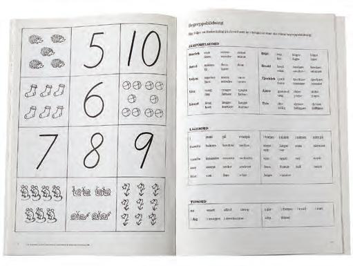 skrivförberedande övningar och enkla matteövningar för förskoleklassen. Barnen får rimma, lyssna efter ljud och leka med ord. Läs mer på sid 68.