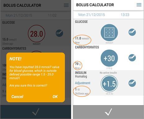 3.4.2 Att spara tillsatt data Tryck på Check knappen längst ner i applikationen för att spara informationen som du har tillsatt i applikationen. Efter detta visas meddelandet "Values submitted!