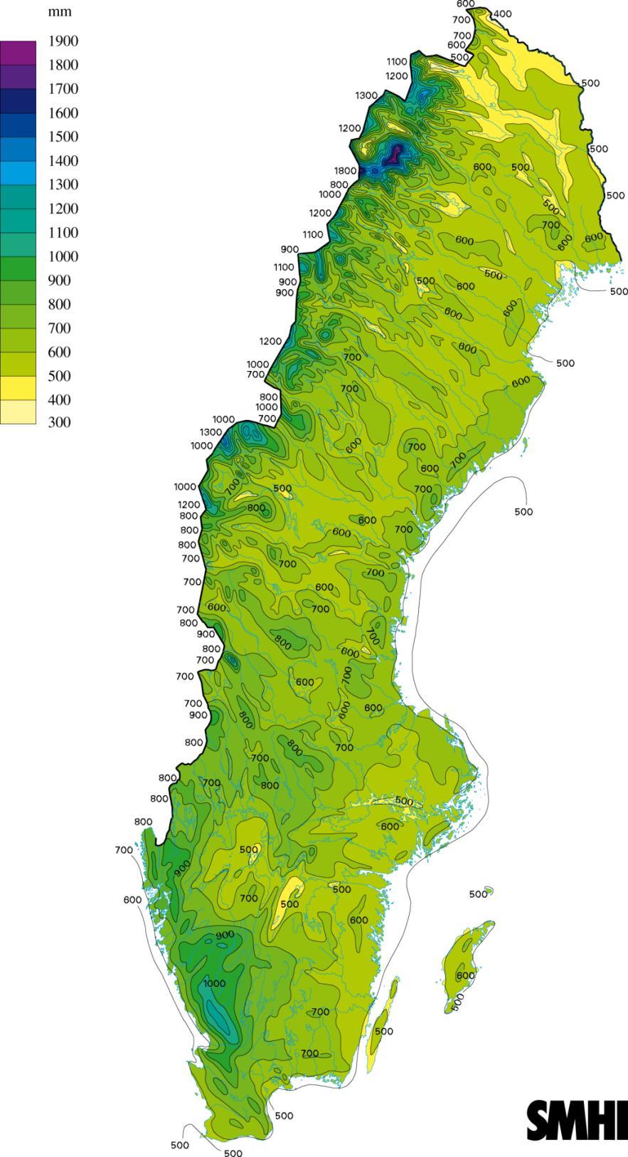 90 mm på ett dygn 1961-2014 Gula punkter: två gånger