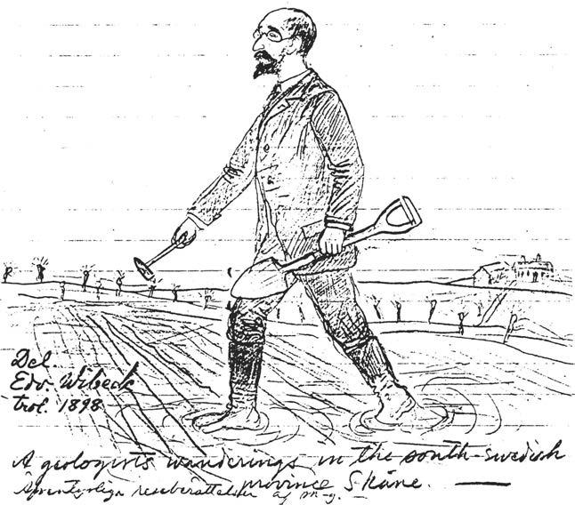 J.C. Moberg. Teckning av Edvard Wibeck, troligen 1898. ProfessorTryggve Troedsson har välvilligt stä llt bilden av sin morfar till förfogande.