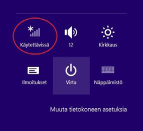 Windows 8 Flytta musens pekare till det högra övre hörnet av skärmen. Välj därefter hjulikonen (inställningar). Klicka därefter på nätverksikonen. DNA-Mokkula-5G-XXXX Obs!