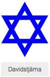 Symboler 1 Judendomen har davidsstjärnan, som är sexuddig. Stjärnan är sammansatt av två trianglar, vilka symboliserar Juda och Benjamin, två av folkstammarna i landet Israel i gamla tider.