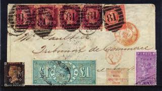 2843 SS&Co F243 (17ex!) Luftpostbrev till Brasilien, Göteborg 4.4.35. 300 2844 SVEA F86 i par på Listpostanvisning till USA, Kalmar 31.12.17 fläck. 500 2845 THAM F54 på brev, Stockholm 25.2.10.