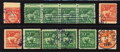 3379 MODERN LYX (mest): över 500ex på visirblad inkl många superba ex! 1500 3380 Stående Lejon: omfattande specialsamling i nyanser, papper, vm och varianter. F 65.000 då inga varianter värderats.