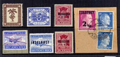 628 FELDPOSTMARKE Mi 11Ba x ex signerat Mogler, veck i marginalen. 300 629 FELDPOSTMARKE Mi 11Ba (defekt) på brev, Feldpost 28.3.45, sign Rungas.