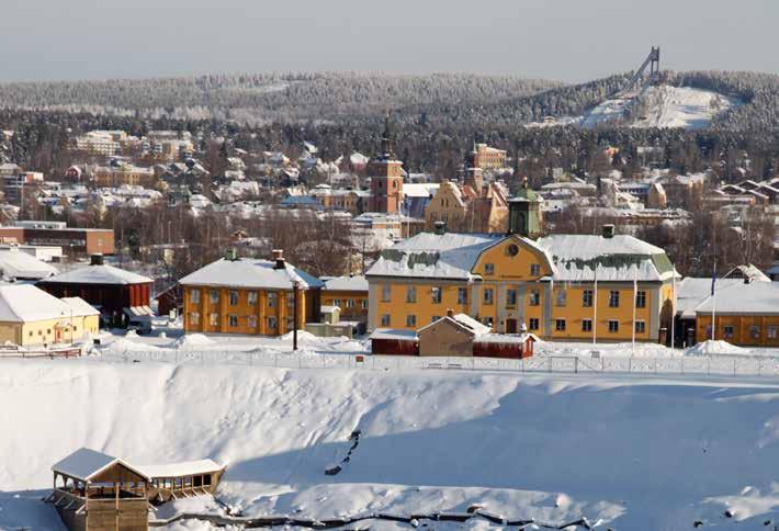 32 VÄRLDSARV I SVERIGE Vy över Falu Gruva med staden Falun i bakgrunden. Foto: Richard Lindor.