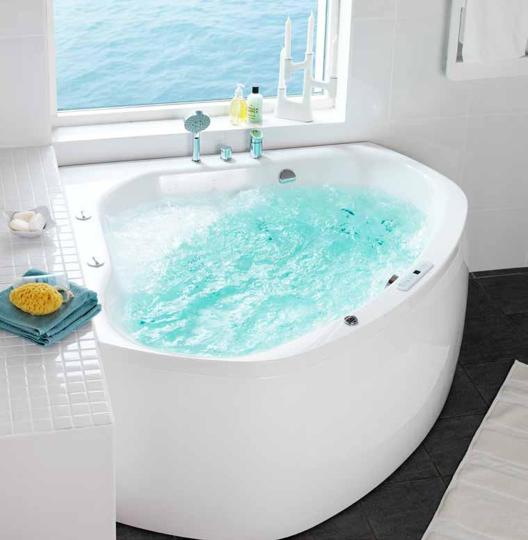 HAFA AQUA Elegant badkarsblandare till sargen på massagebadkaret och där duschmunstycket har massagefunktion.
