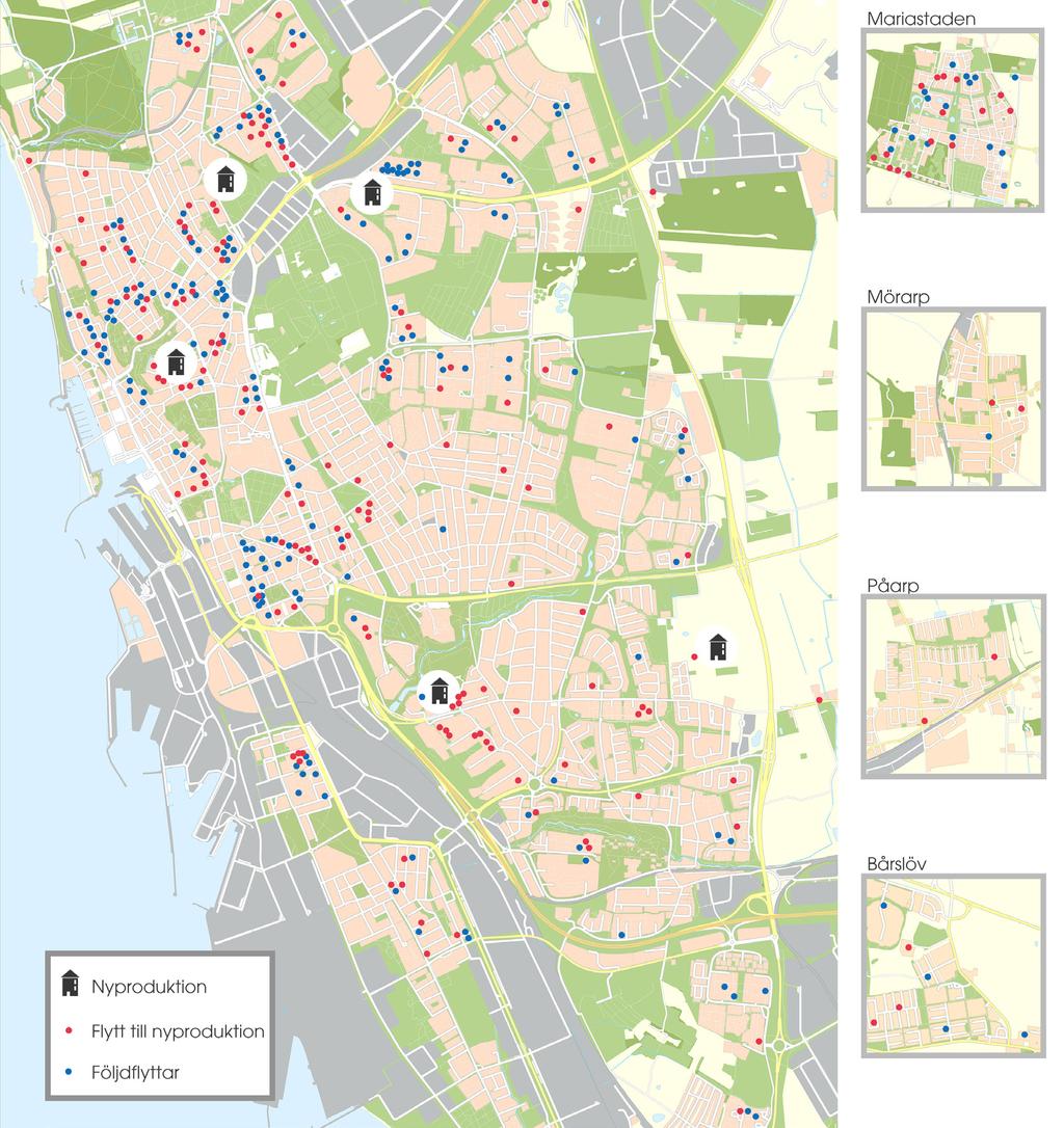 VAKANSER SKAPADES I HELA KOMMUNEN Kartorna visar alla bostäder som blivit vakanta i centralorten samt några exempel från mindre orter i kommunen.
