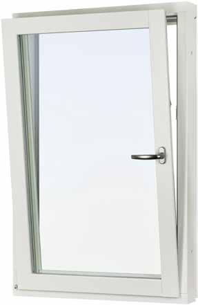 Traryd Intakt Sidohängda, inåtgående med utvändig aluminiumbeklädnad Invändig rak profil. Finns med 3-glas isolerruta med U-värde 1,2 eller kopplade 2+1 glas med U-värde 1,1 i standardutförande.