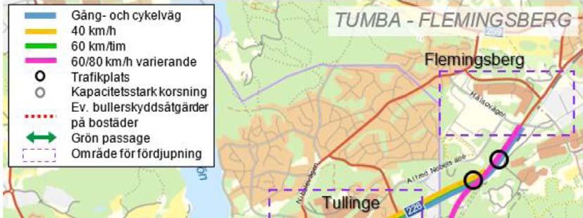 Figur 9. Förbifart Tullinge (Nya Huddingevägen) enligt ÅVS Vårsta Södra länken 2.5.12.