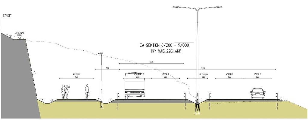 Väg 226 får med utformningen en ny huvudriktning mot Riksten.