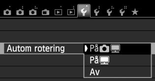 [PåzD] : Den vertikala bilden roteras automatiskt vid bildvisning både på kamerans LCD-monitor och på datorn. [PåD] : Den vertikala bilden roteras automatiskt endast på datorn.