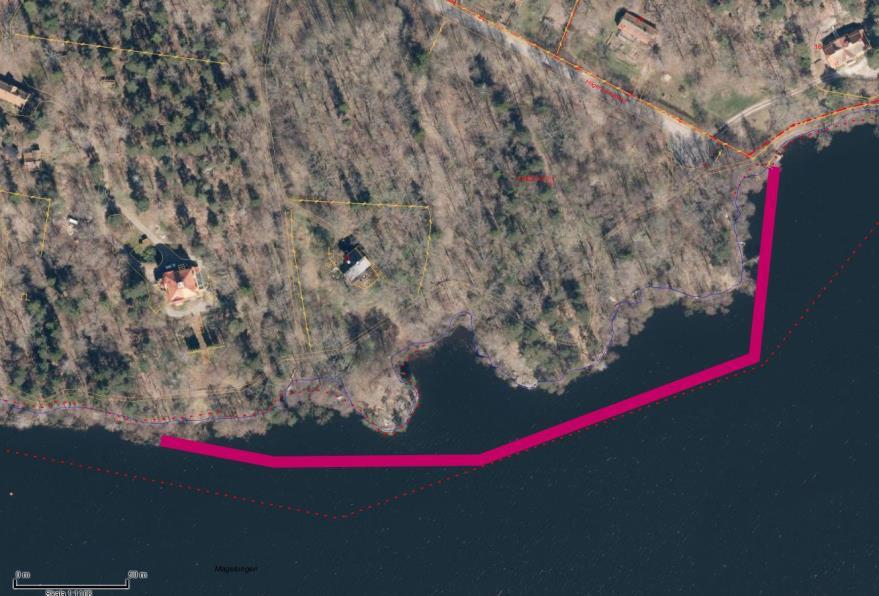 Sida 11 (12) Förslag till sträckning av betongpontonbrygga Betongpontonbrygga i Ältasjön Uppe på den östra bergknallen, där det finns en uttjänt grill i
