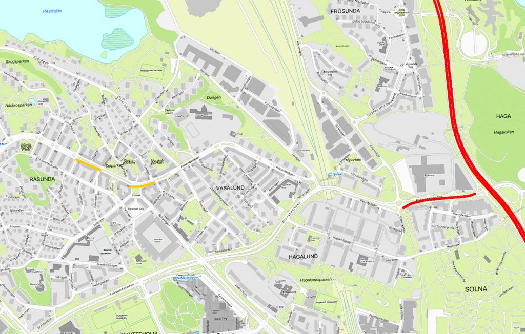 enligt kartläggningen år 2010, (alla överskridande på E4 och E18 visas ej här). PM10 dygnsmedelvärden år 2010 > 50 µg/m 3 35-50 µg/m 3 Figur 6.