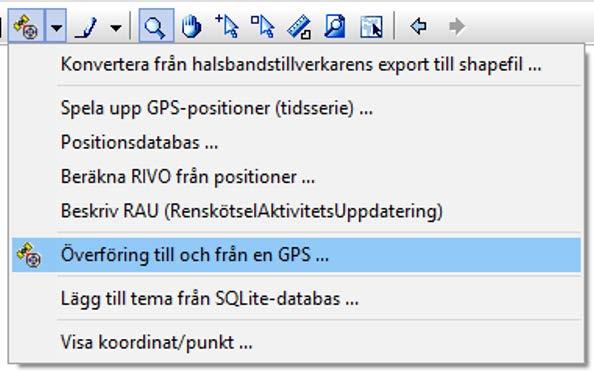 Välj överföring till och från en GPS.