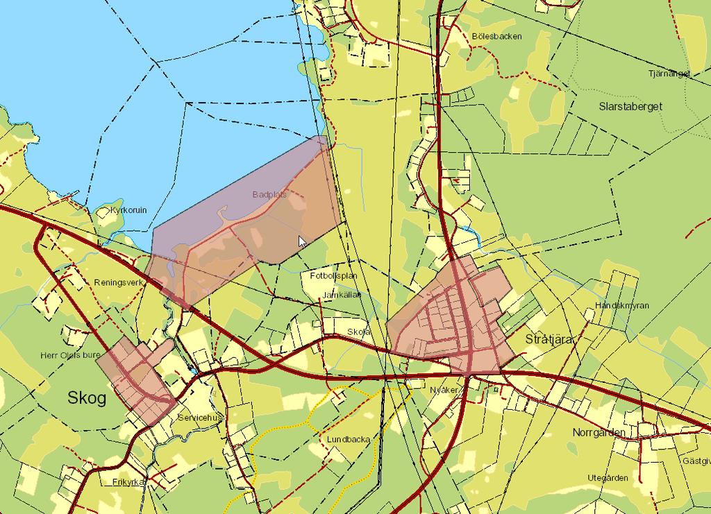 Skog och Stråtjära I kommunens södra och sydöstra del, beläget i ett småskaligt landskap där sjöarna löser av varandra och skapar en öppenhet och konstrast med skog och jordbruksmark, ligger Skogs