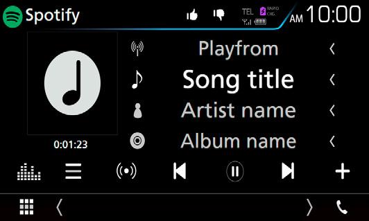 APPS Android Auto /Apple CarPlay/Mirroring Använda Spotify Du kan lyssna till Spotify på den här enheten genom att styra appen som är installerad på din iphone eller Android.