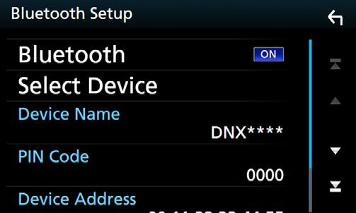 Dataöverföringen påbörjas när du gett tillstånd till det. När dataöverföringen och anslutningen har fullgjorts, kommer Bluetooth-ikonen att visas på skärmen. hhskärmen Bluetooth SETUP visas.