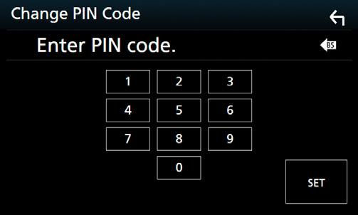 Bluetooth-kontroll ÑÑByta PIN-kod 1 Tryck på [PIN Code] på skärmen Bluetooth SETUP. hhskärmen PIN Code Set visas. 2 Ange PIN-koden. 3 Tryck på [SET].