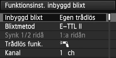 Egen trådlös blixtfotografering Helautomatis fotografering med en separat Speedlite och inbyggd blixt 1 2 3 Här besrivs helautomatis trådlös blixtfotografering med en
