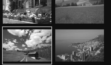 x Söa efter bilder snabbt H Visa flera bilder på en särm (Indexbild) Sö efter bilder snabbt med en indexbild som visar fyra eller nio bilder på en särmbild. 1 Visa bilden.