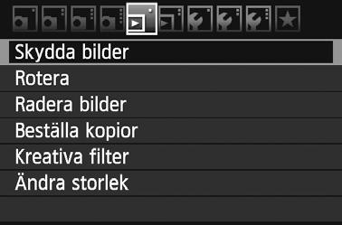 K Sydda bilder Genom att sydda en bild an du försära dig om att den inte raderas av misstag. 3 Sydda en ensild bild 1 2 Välj [Sydda bilder].