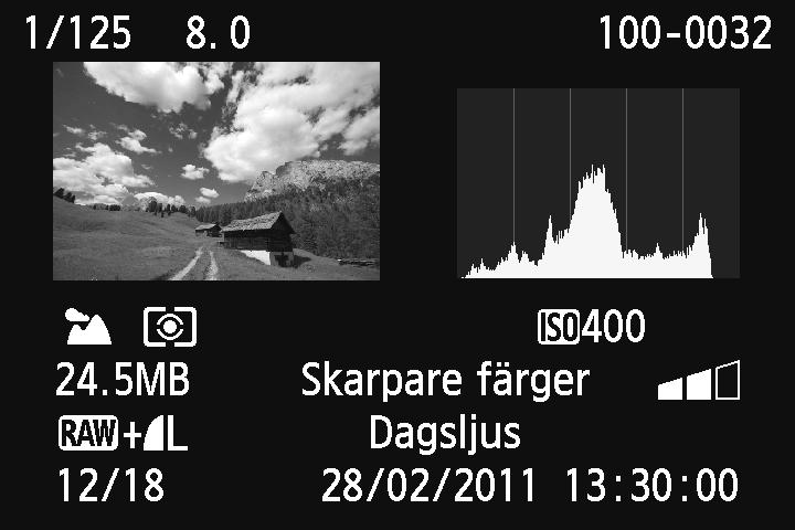 C Visning av fotograferingsinformation Exempel på bild tagen i någon av baszonens metoder Känslor och änsloeffeter Ljus eller motiv * För bilder tagna i baszonens