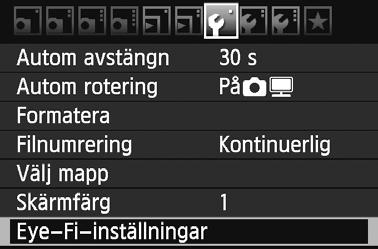 Använda Eye-Fi-ort Med hjälp av ett förinställt Eye-Fi-ort, som finns att öpa i handeln, an du automatist överföra bilder som du tagit till en dator eller till en onlinetjänst via trådlös
