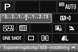 Q Diretontroll över fotograferingsfuntioner Du an välja och ställa in de fotograferingsfuntioner som visas på LCD-monitorn diret. Det allas diretontrollsärmen. 1 Tryc på <Q>.