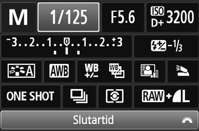 Q Diretontroll över fotograferingsfuntioner Funtioner som an ställas in på diretontrollsärmen Vitbalansompensation* (s. 119) Slutartid (s.