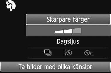 Q Diretontroll Exempel: Porträttprogram När menybilden för fotograferingsinställningar visas vid användning av baszonens metoder an du visa diretontrollsärmen genom att tryca på nappen <Q>.
