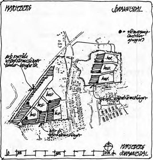Konvertering MARIEBERG - i JOHANNISDAL 163 Strategi C Byggnaderna försörjes individuellt med vattenburen elvärme och planen anpassas så att varje byggnad individuellt kan