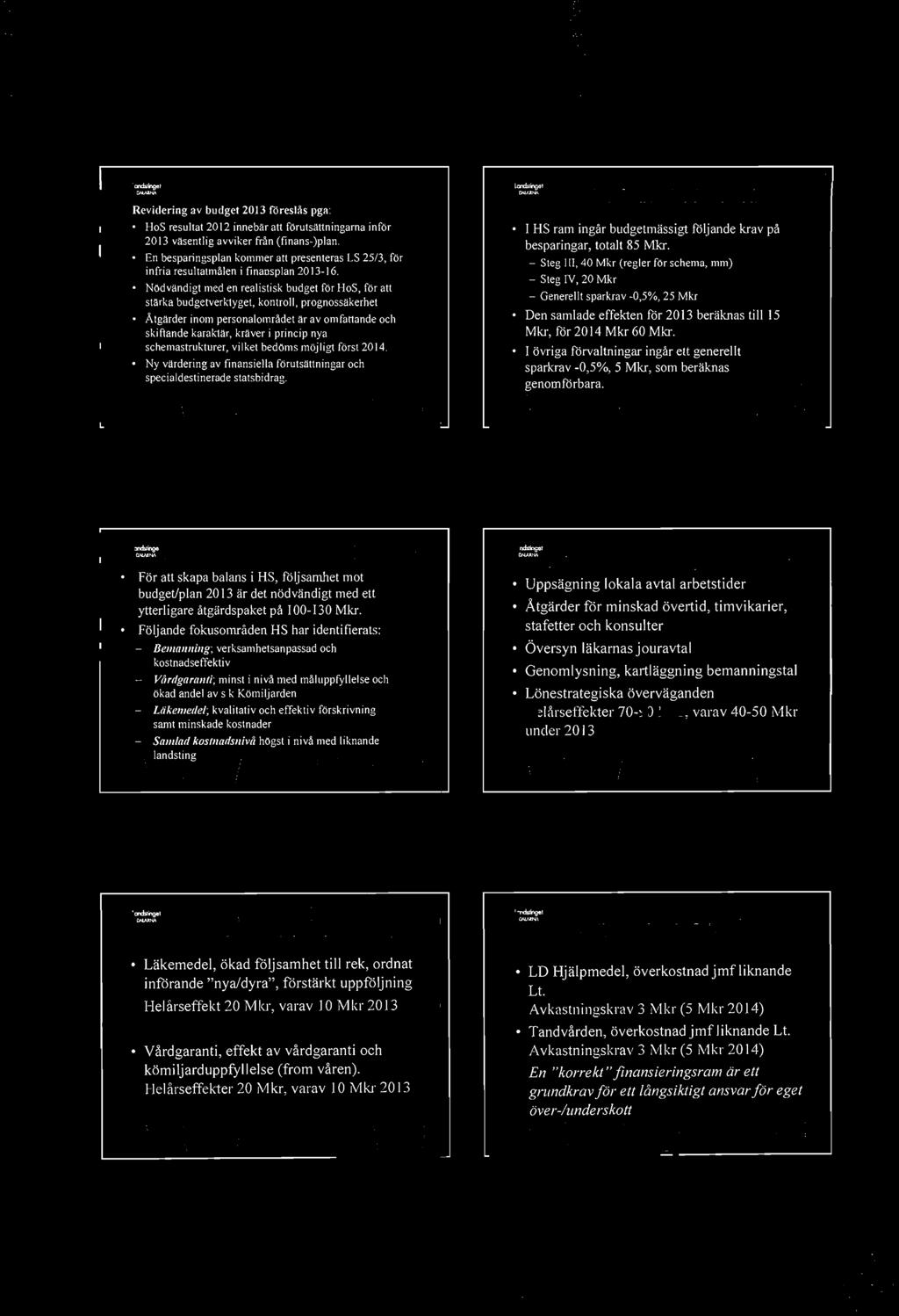 Nödvändigt med en realistisk budget för HoS, för att stärka budgetverk1yget, kontroll, prognos säkerhet Åtgärder inom personalomrädet är av omfattande och skiftande karak1är, kräver i princip nya