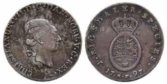 1 Christian VII 1 speciedaler 1797. 28,77 g. B/MF.