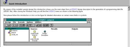 LOG/iC Main Menu The symbols on the main menu from left to right: : Creating new designs : Opening existing designs : Starting optimization phase : Starting output generation phase : Starting LOG/iC